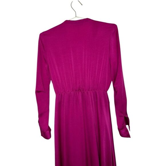 Maje Magenta Rushia Satin Crepe Asymmetrical Midi Dress Size 3 Pink Barbie Bratz - Picture 6 of 11